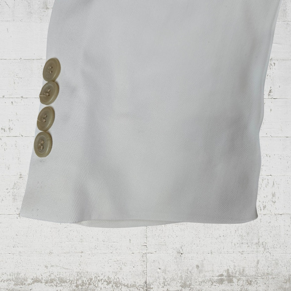 90s Vintage Ivory Single Breasted Double Button Silk Blazer Sports Coat Size 42R - Picture 4 of 10